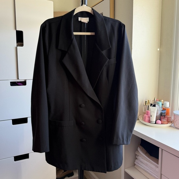 Roaman's Black Long Blazer Elegant Suit Jacket Size 18 - Picture 2 of 4